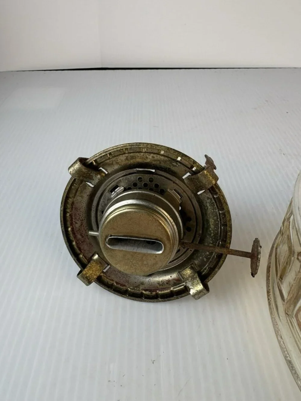 Vintage Lamplight Farms Glass Oil Lamp | Block Ribbed | 70s Farmhouse Decor